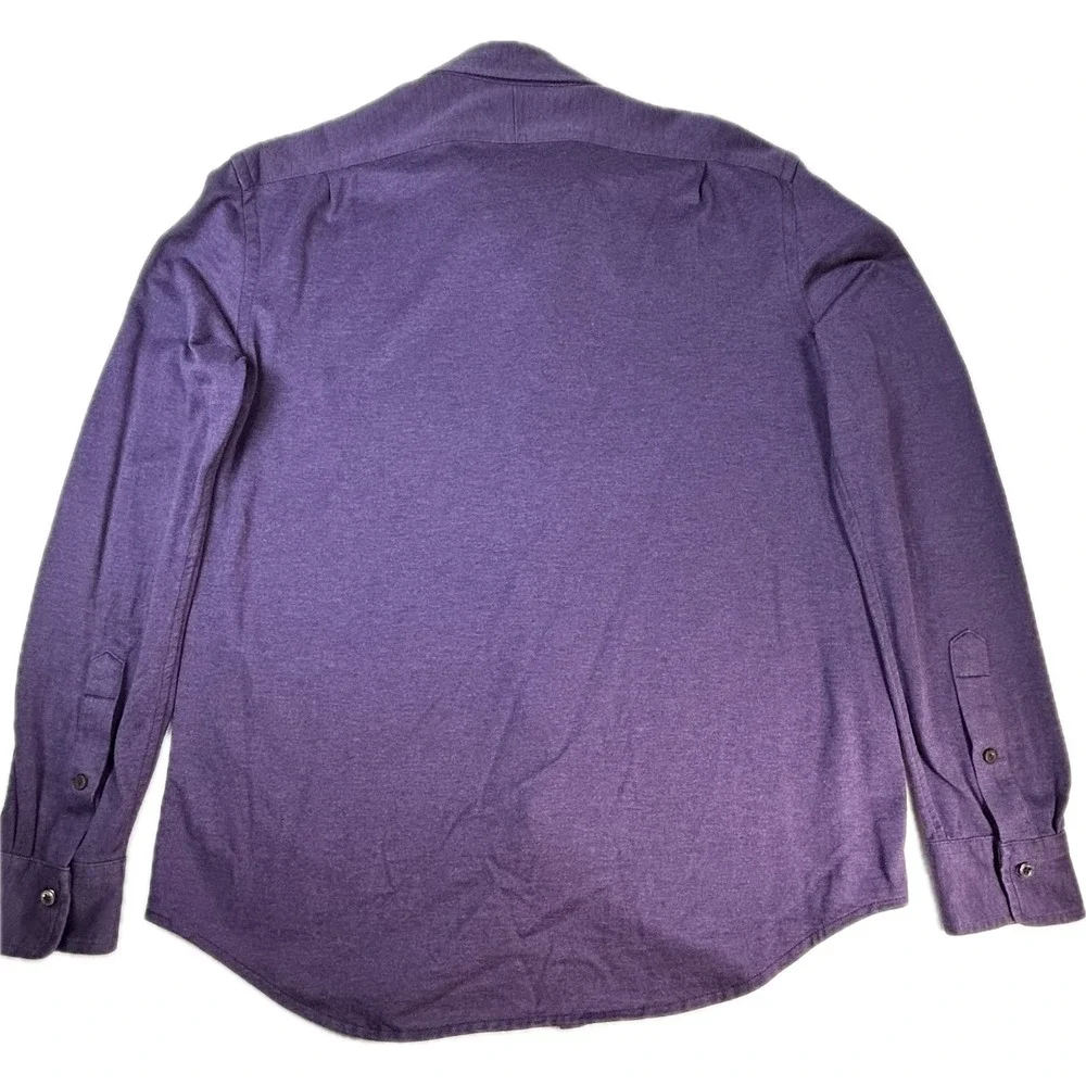 Polo Ralph Lauren Mens Purple Knit Dress Shirt Cotton Jersey Long Sleeve Large